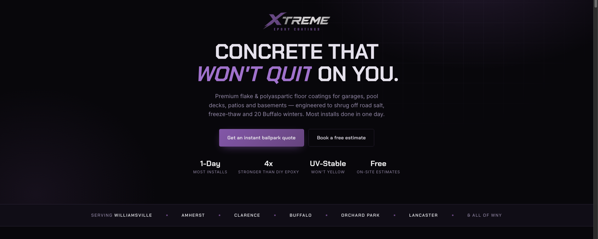 Screenshot of Xtreme Epoxy Coatings
